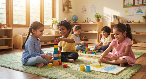 Joyful child learning through play at Hebron Preschool